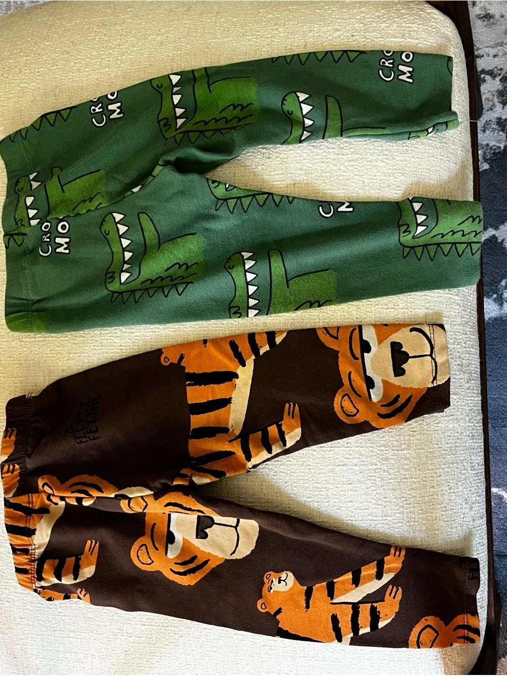 Kids Tiger and Crocodile Print Pants - Brown & Green